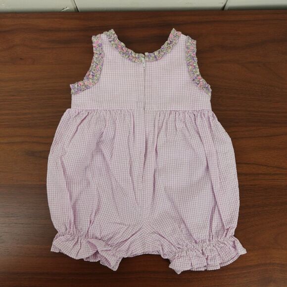 VTG Rosetta Millington One Piece Romper Floral Checked Infant Size 3M Purple - Picture 6 of 9